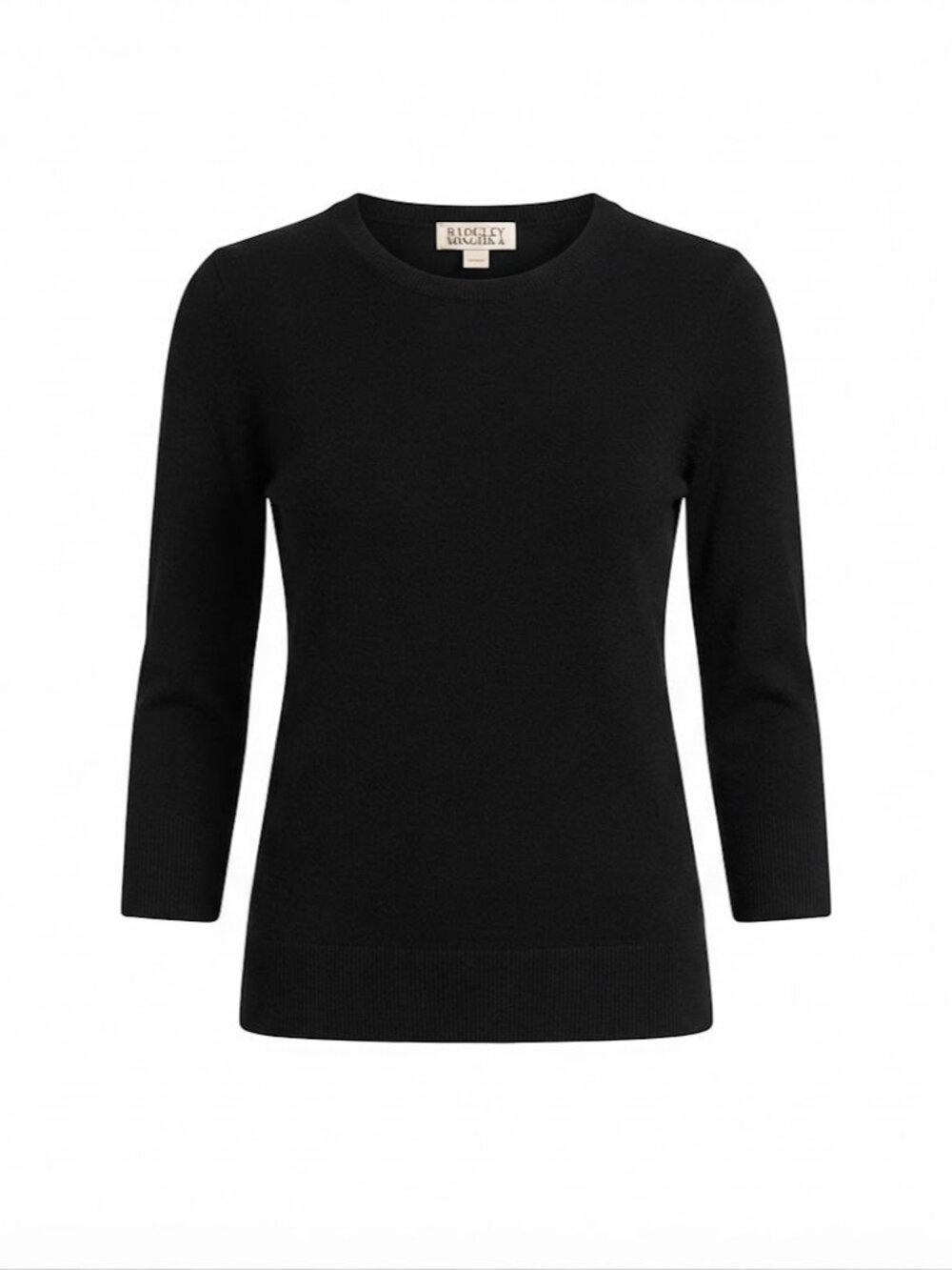 Badgley Mischka Black Merino Wool Crew Neck Sweater Medium